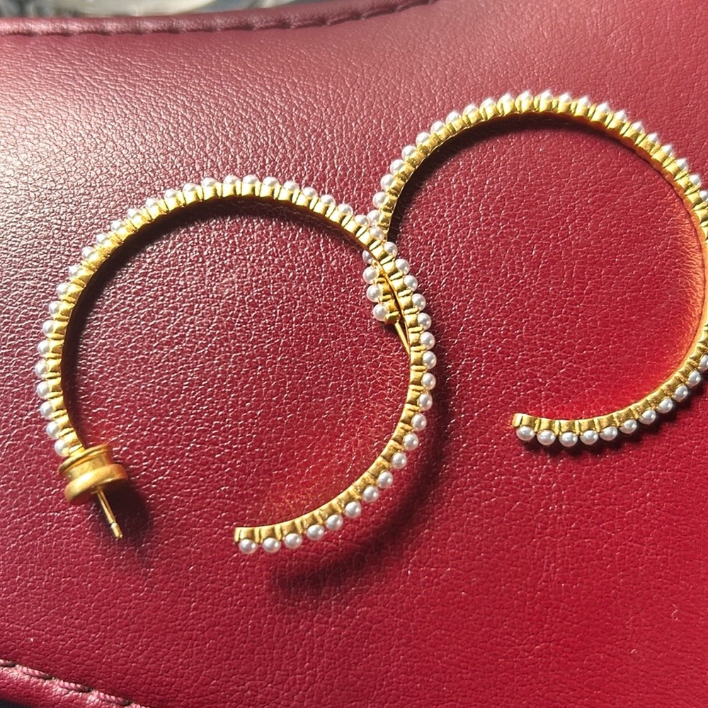 Julie Vos Gold and Pearl Hoop Earrings